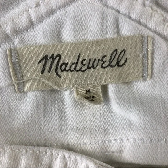 Madewell White Straight Leg Overalls with Raw Hem Style:H6642 Preppy Classic - Picture 4 of 11